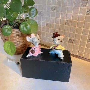 Vintage PY Mice salt & pepper shakers Kitsch anthropomorphic mouse couple rats